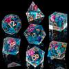 ARUOHHA DND Resin Dice Translucent Sharp Edged Dragons Dice Set, 7pcs Flower Leaf Polyhedral Dungeons D and D Dice RPG Role Playing Game D20 D12 D10 D8 D6 D4 view 2