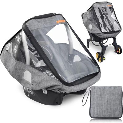 Car Seat Rain Cover,Infant Car Seat Weather Shield,Waterproof,Windproof Protection,Protect from Dust Snow,Rain Cover Features Quick-Access Zipper Door and Ventilation,(Gray Melange)