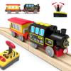 Motorized Train for Wooden Track, Remote Control Train with Magnetic Connection, Battery Operated Locomotive Trains for Toddlers, Compatible with Thomas, Brio, Chuggington view 1