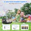 SHCKE Automatic Bubble Machine Upgrade Bubble Blower with 2 Fans,Plug in or Battery Operated Portable Bubble Maker,20000+ Bubbles Per Minute Bubbles for Outdoor Wedding Birthday Party view 4