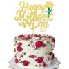 1 Pack Happy Mother's Day Cake Topper Glitter Heart Love You Mom Cake Pick Rose Best Mom Cupcake Decorations for Mother's Day Party Cake Decoration Gold view 1