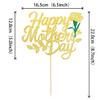 1 Pack Happy Mother's Day Cake Topper Glitter Heart Love You Mom Cake Pick Rose Best Mom Cupcake Decorations for Mother's Day Party Cake Decoration Gold view 2