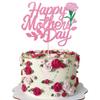 1 Pack Happy Mother's Day Cake Topper Glitter Rose Love Heart Best Mom Cake Pick for Women Birthday Happy Mother's Day Theme Party Cake Decoration Supplies Pink view 1