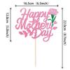 1 Pack Happy Mother's Day Cake Topper Glitter Rose Love Heart Best Mom Cake Pick for Women Birthday Happy Mother's Day Theme Party Cake Decoration Supplies Pink view 2