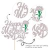 1 Pack Happy Mother's Day Cake Topper Glitter Heart Love You Mom Cake Pick Rose Best Mom Cupcake Decorations for Mother's Day Party Cake Decoration Silver view 3