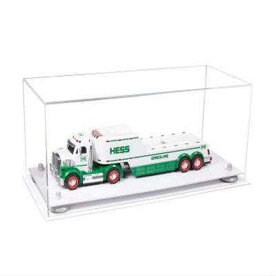 Better Display Cases Clear Acrylic Versatile Trucks, Trains and Rockets Display Case - Large Rectangle Box with Clear Case, White Risers and White Base 19.25" x 8.25" x 8" (A103/V47)