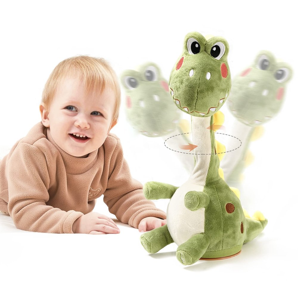 TUMAMA Dinosaur Dancing Interactive Baby Toy, Mimicking Twisted Electronic Soft Plush Toy with Talking Recording Repeat Talking, Talking Dinosaur Toys for Girls and Boys