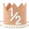 Half Birthday Crown - Brown Crown for Baby's Six Months Birthday Party, Girls/Boys Party Decorations view 1