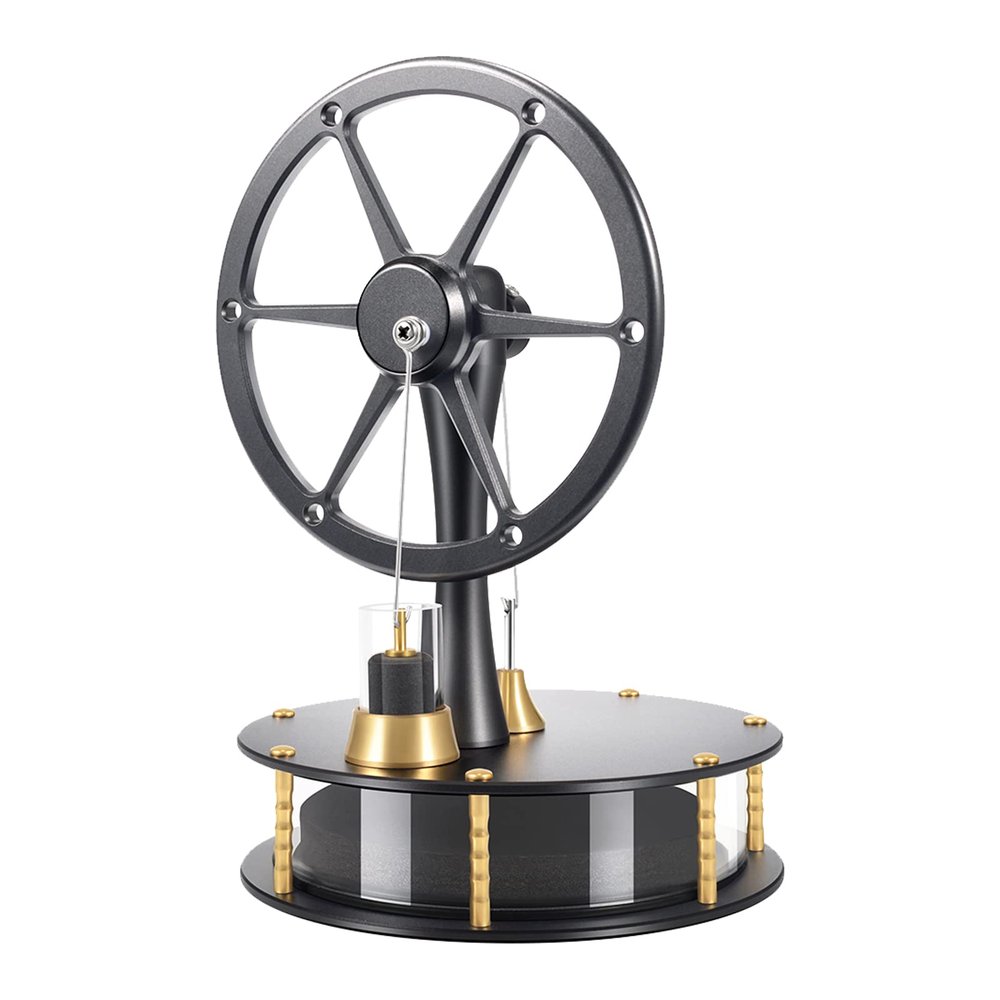 Low Temperature Stirling Engine Educational Toy with Precision Brass Aluminum Parts,Efficient and Quiet Heat-Driven Desktop Stirling Engine Model for Physics and Science Enthusiasts-HZZ92 Black