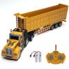 RC Dump Truck with Trailer - 14" 1:48 Mini Semi Truck Toy with 2 Rechargeable Batteries, Remote Control Car Construction Vehicles with Lights, Engineering Tractor Toy for 3 4 5 Years Kids Boys Girls view 1