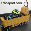 RC Dump Truck with Trailer - 14" 1:48 Mini Semi Truck Toy with 2 Rechargeable Batteries, Remote Control Car Construction Vehicles with Lights, Engineering Tractor Toy for 3 4 5 Years Kids Boys Girls view 3