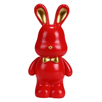 AAGAZA Lovely Money Statue Ornament Container Unbreakable Rabbit Piggy Bank for Desktop New Years Gifts Children Boys and Girls Toddler, White/621 (Color : Red)