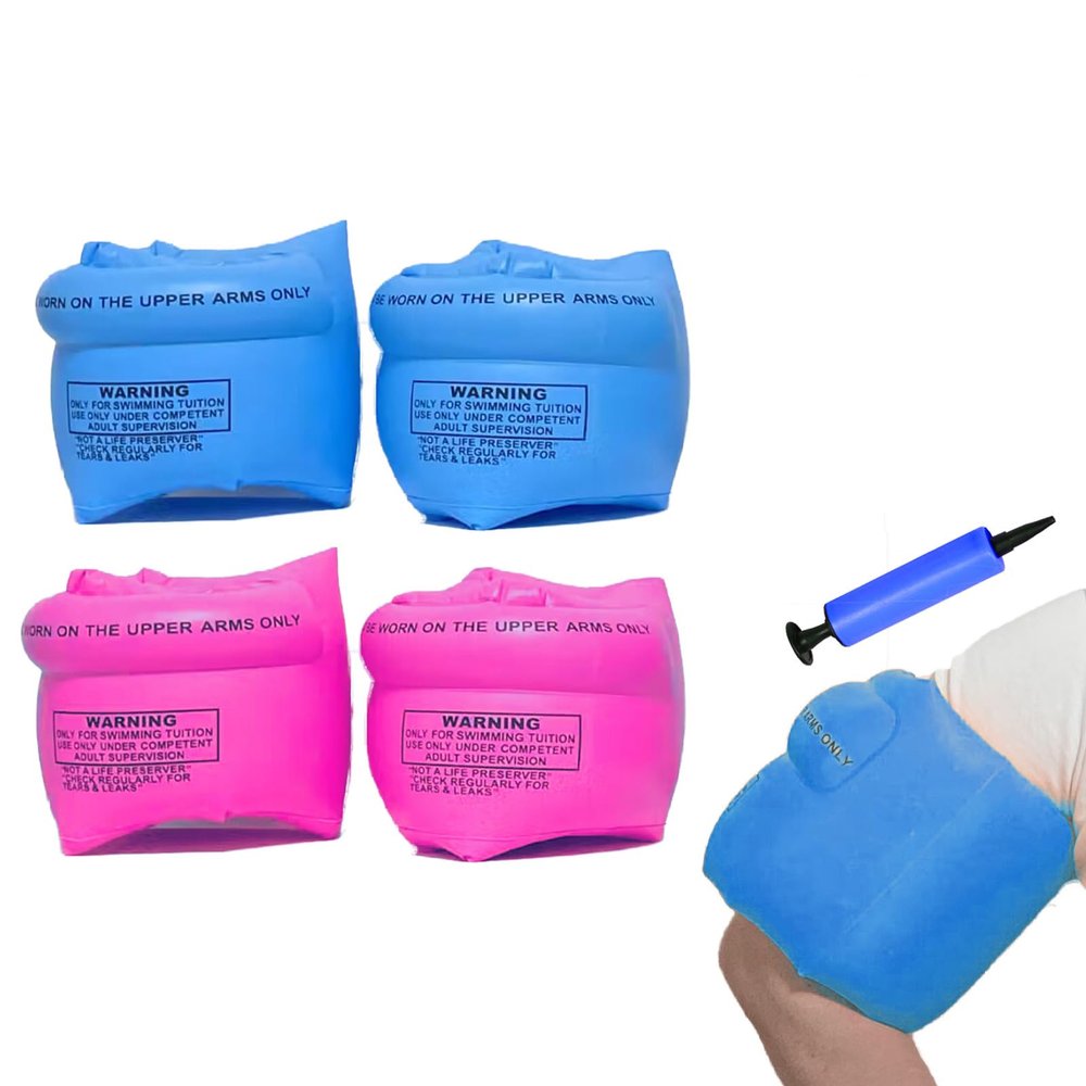 4 Pack Inflatable Arm Floaties Swim Arm Bands Swimming Tube Floater Water Wings for Adult Kids
