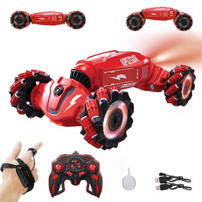 LOOZIX Upgraded Hand Gesture Sensing RC Stunt Car with Lights Music, Spray Drift Hand Gesture RC Car 360 Spins All Terrains Hand Controlled Truck Toys for 6 7 8 9 10 Year Old Boys