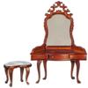 Melody Jane Dolls Houses Dollhouse Vanity Dressing Table & Stool Walnut Miniature Bedroom Furniture view 1