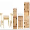 Melody Jane Dolls Houses Dollhouse Old Fashioned Kitchen Furniture Set Light Oak Wooden 6pc Miniature view 1