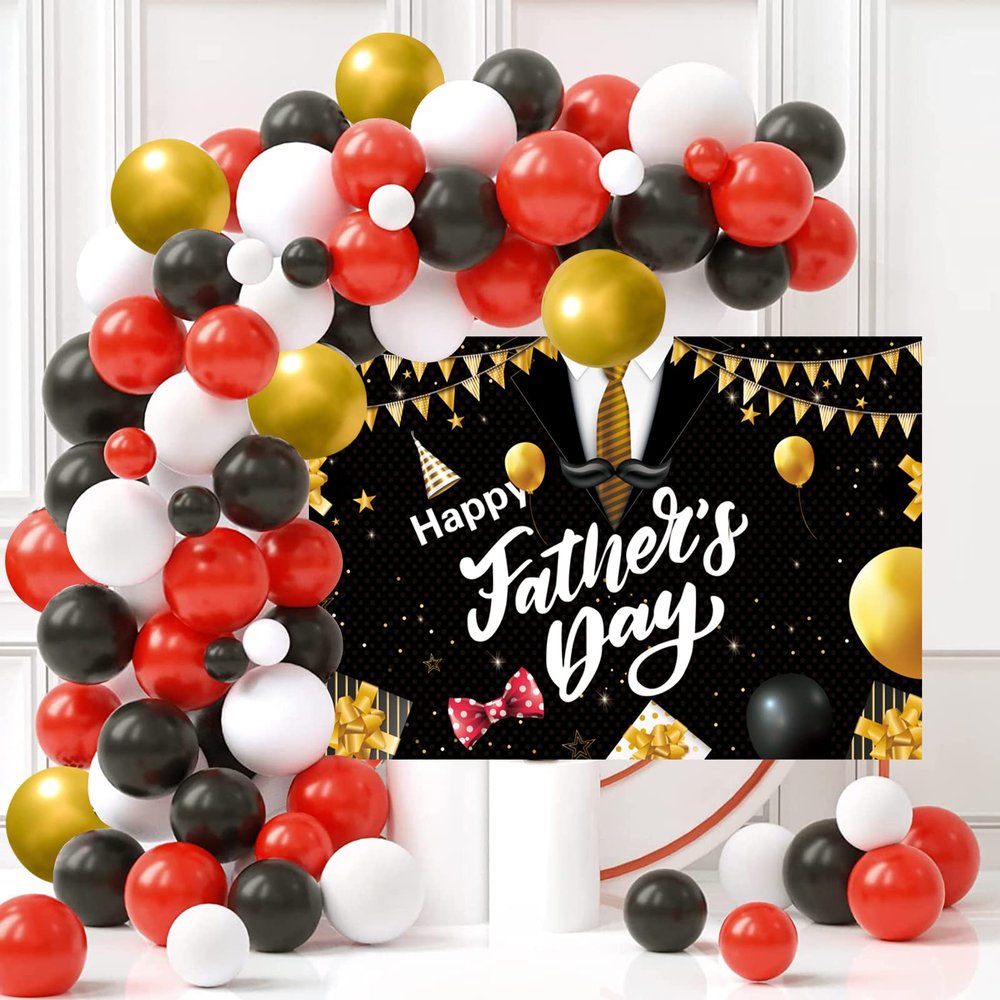 Happy Fathers Day Decorations Fathers Day Balloon Garland Arch Kit with Backdrop for Fathers Day Party Decorations Supplies