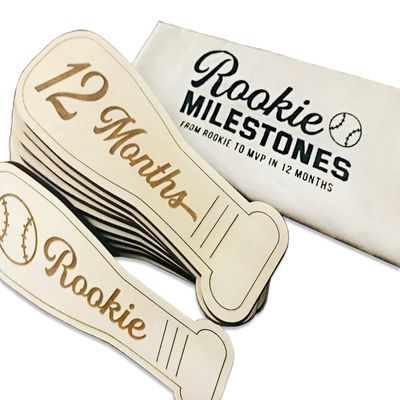 Annex Baseball 'Rookie' Monthly Baby Milestone Cards - Customizable Milestone Cards - Personalized Baby Name Option - Ideal Baby Gift - Unique Baby Milestone Signs for Photos