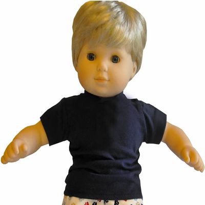 American Made Black T-Shirt for 15" Dolls Such as Bitty Baby by Doll Clothes Sew Beautiful
