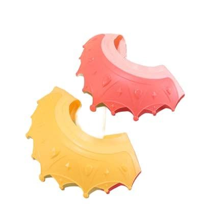 2 PCS Adjustable Baby Hair Crown Baby Shower Cap, Shield Visor Hat Eyes and Ears Head Protection Bath Shampoo Hat Waterproof Soft Silicone Shower Cap for Kids Toddler (Pink+Yellow)