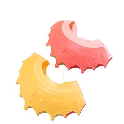 2 PCS Adjustable Baby Hair Crown Baby Shower Cap, Shield Visor Hat Eyes and Ears Head Protection Bath Shampoo Hat Waterproof Soft Silicone Shower Cap for Kids Toddler (Pink+Yellow)