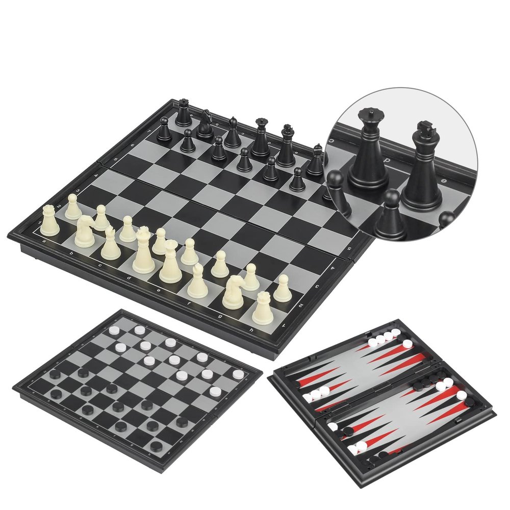 Andux Foldable Magnetic Three-in-one Board Game Set, Chess,Backgammon,Checkers CXYXQ-02 (S) 2013