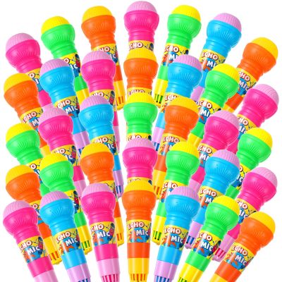 Woanger 30 Pcs Echo Microphone Fun Voice Amplifying Microphone Multicolored Retro Battery Free Speech Therapy Toys Lightweight Echo Mic for Singing Music Birthday BBQ Party Supply, 7.5 x 2.2 Inch
