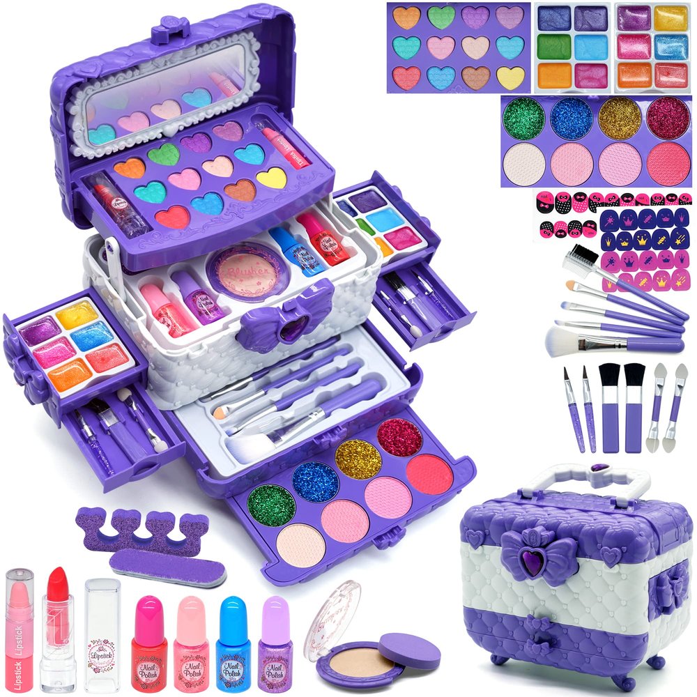 Kids Makeup Sets for Girls - Kids Makeup Sets for Girls 3-4, Maquillaje para Nias,Best Toys for Little Girl,Play Make Up Kit, Princess Toddler Kid Stuff Ages4-12 Year Old Girl Birthday Gifts