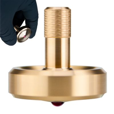 DjuiinoStar Ruby Tipped Brass Spinning Top, 5-10 Minutes by Twirling, CNC Machined from Solid Metal, High Precision Desk Toy, Great Gift Option DST-825