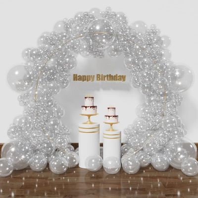 130 Pcs Transparent Latex Balloons: Mixed Sizes 5-18 Inch, Birthday Arch Kit with Clarity