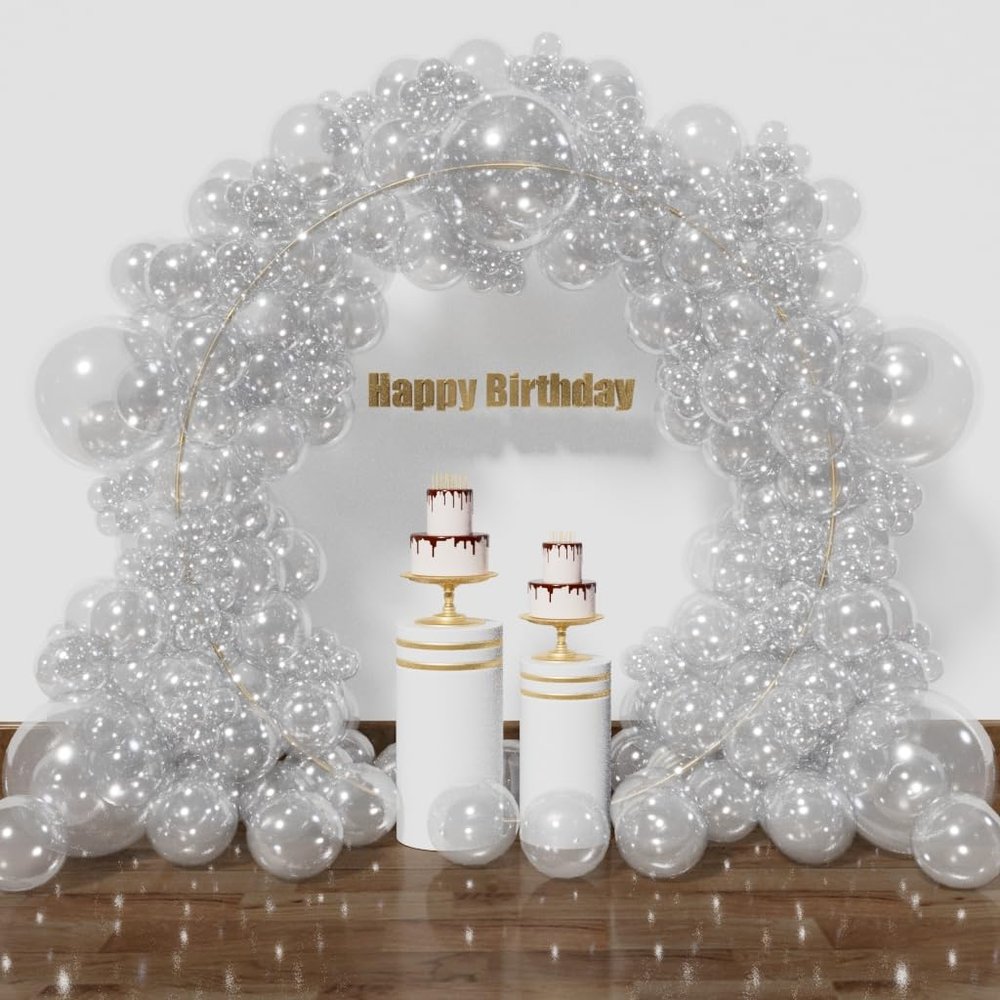 130 Pcs Transparent Latex Balloons: Mixed Sizes 5-18 Inch, Birthday Arch Kit with Clarity