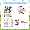 118 PCs Holy Cow Im One Birthday Decorations Boy, Hombae Cow First Party Decorations Backdrop Balloon Garland Monthly Photo High Chair Banner Cake Cupcake Topper Crown Box Poster White Black Blue view 4