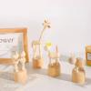 Creative Wooden Mini Small Animal Ornaments Cute Student Puppet Player Home Desktop Small Ornaments view 1