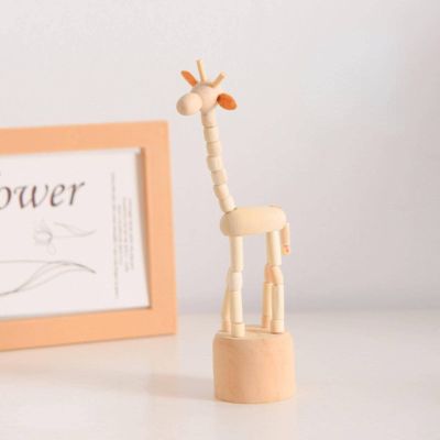 DOBOKS Creative Wooden Mini Small Animal Ornaments Cute Student Puppet Player Home Desktop Small Ornaments