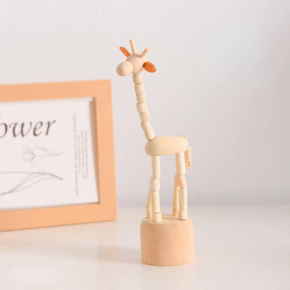 DOBOKS Creative Wooden Mini Small Animal Ornaments Cute Student Puppet Player Home Desktop Small Ornaments