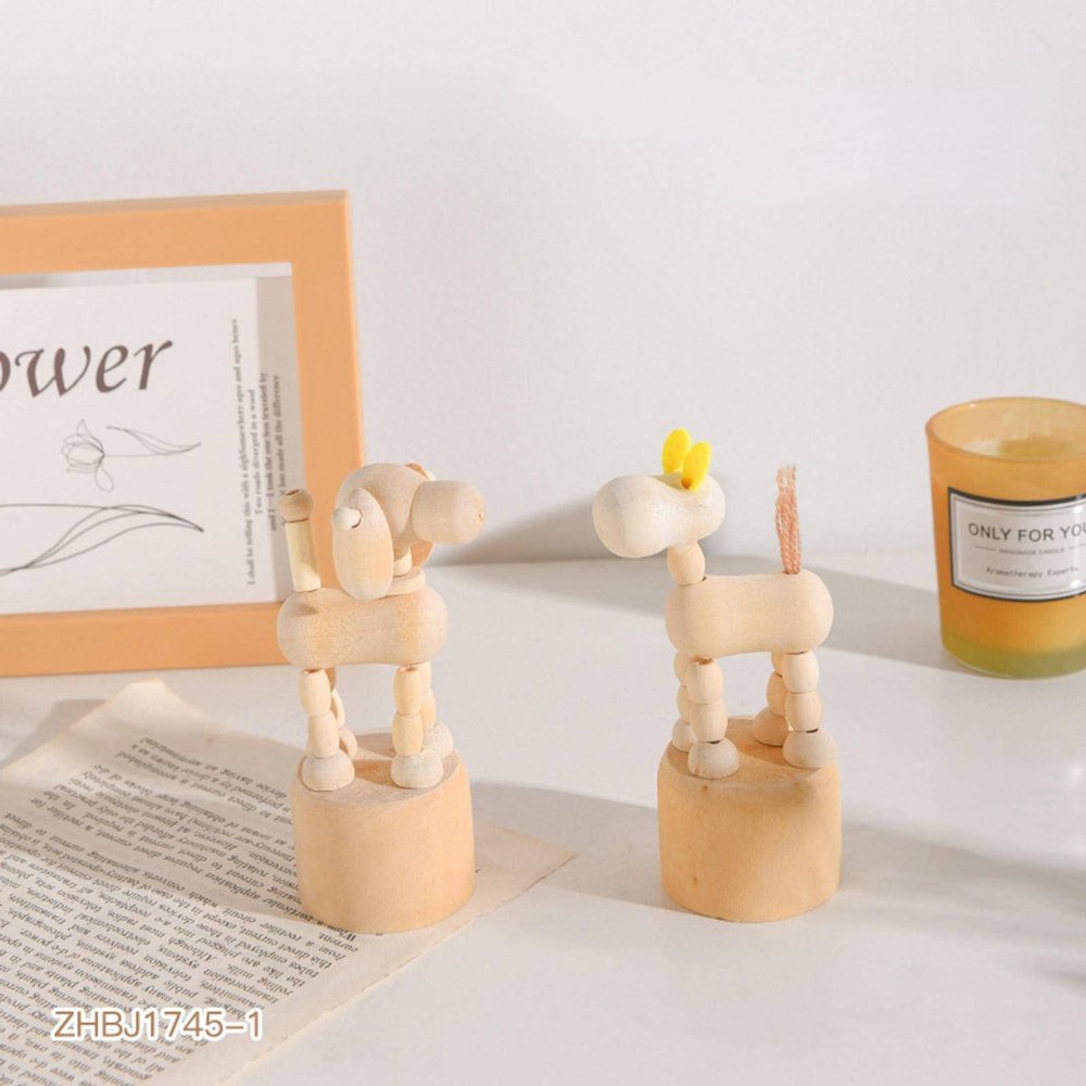 Creative Wooden Mini Small Animal Ornaments Cute Student Puppet Player Home Desktop Small Ornaments