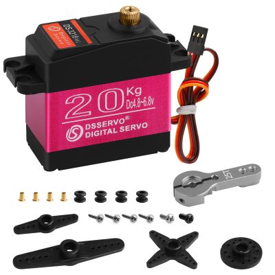 20KG RC Servo High Torque Servo Motors, Waterproof Full Metal Gear Steering Servo with 25T for 1/6 1/8 1/10 1/12 RC Car Robot DIY, Digital Servo with 25T Servo Horn, Control Angle 270