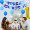 Cheereveal First Birthday Decorations for Boy Dog Theme Party Blue, Puppy Themed 1st Birthday Party Decor, Dog Theme Birthday Party Supplies with Dog 1st High Chair Banner, Hat, Cake Topper view 3