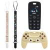 2PCS Silicone Baby Teething Toys, Game Controller Teething Toys and Phone Teething Toys with 2PCS Pacifier Clip,BPA Free Silicone Baby Controller Teething for 3+ Months,Frozen Chew Toy(Black&Beige) view 1