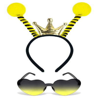 Dolkoic Bee Bopper Antenna Headband Bee Tentacle Hair Bands and Sunglasses for Halloween Birthday Themed Party Costume Cosplay Party Favors