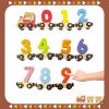 WOODENFUN Number Train Set for 1 2 3 Year Olds, Educational Toy Cars for Toddlers, Montessori Learning Toys for Boys and Girls (Red) view 2
