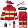 Kid's Fireman Firefighter Costume Toys with Complete Accessories for Boys and Girls Birthday Halloween Party Dress Up Red 6-7 Years view 1