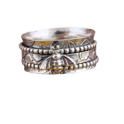 Bee Spinner Fidget Ring, Meditation Ring, Bee Spinner Ring, Sterling Silver 925, Thumb Ring, Anxiety Ring, Spinning Ring, Honey Bee Spinner Ring, Gift For Mom, Promise Gift By Shree Shyam Jelweller (6)
