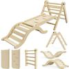 bbgroundgrm Pikler Triangle Set Climber 5 in 1, Toddler Climbing Toys Indoor Folding with Ramp & Arch for Montessori Play Gym for Toddlers and Kids (Natural)(99" Wx21 Dx23 H) view 1