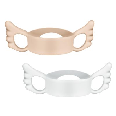 Aolso Silicone Baby Bottle Handles, 2PCS Pink/White Easy Grip Handles for Wide-Neck Bottles, BPA-Free, Dishwasher Safe
