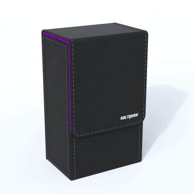 Boltquan Black Tarot Card Holder with Purple Interior; Fold Top Box Case Magnetic Lid Closure; Fits Rider Waite Deck; Measures Standard Size 5.39 x 3.38 2 In (137*86*51mm) (Purple) (TRC01)