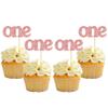 24Pcs First Birthday Cupcake Toppers Glitter One Cupcake Picks Baby Shower 1st Birthday Cake Decorations Party Supplies Rose Gold view 1