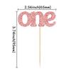 24Pcs First Birthday Cupcake Toppers Glitter One Cupcake Picks Baby Shower 1st Birthday Cake Decorations Party Supplies Rose Gold view 2