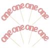 24Pcs First Birthday Cupcake Toppers Glitter One Cupcake Picks Baby Shower 1st Birthday Cake Decorations Party Supplies Rose Gold view 3