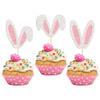 24Pcs Glitter Bunny Ears Cupcake Toppers Easter Rabbit Theme Happy Birthday Cupcake Picks for Bunny Happy Easter Baby Shower Birthday Spring Easter Party Cake Decorations view 1